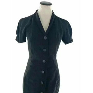 Express Design Studio Button Front Black Short Sleeve Lined Dress Size 8